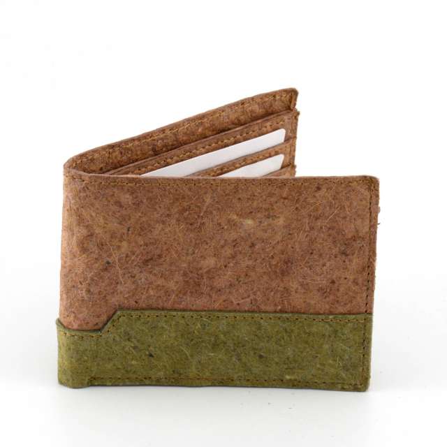 Coconut Leather BiFold Wallet - Leafy Green + Natural