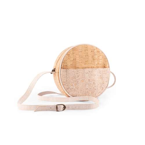 Round Cork Leather Bag - White Laces