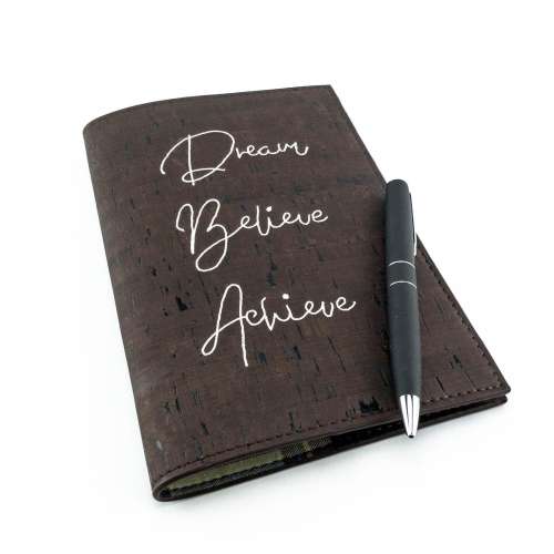 Cork Leather Notebook - Dream Believe Achieve