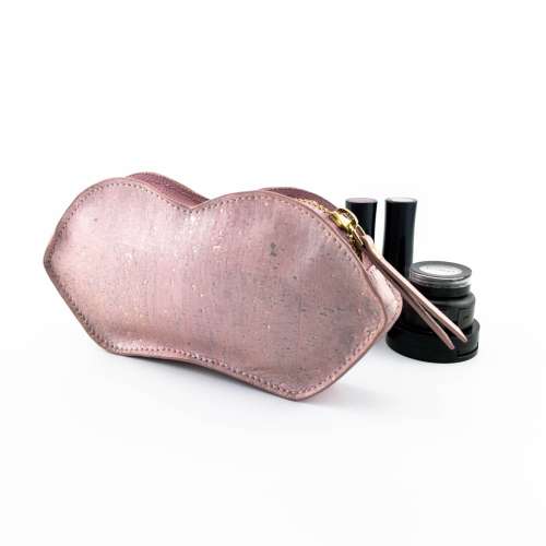 Lip Pouch - Cork Leather in Pearl Pink