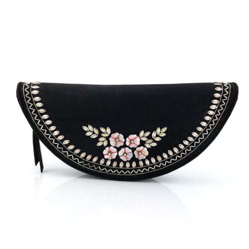 D Pouch Cork Leather | Shell work Black Cork