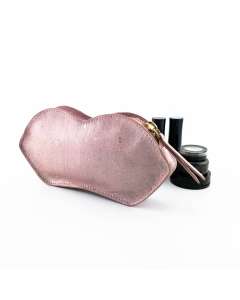 Lip Pouch - Cork Leather in Pearl Pink